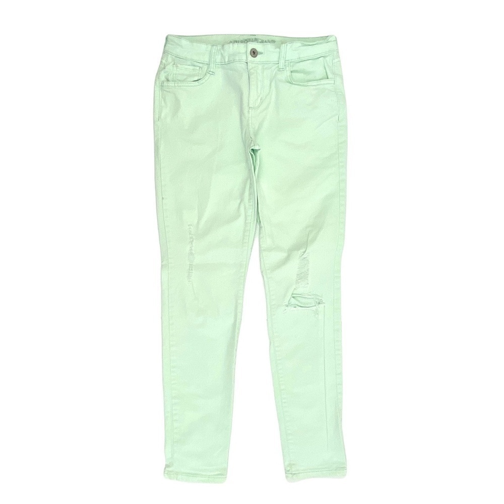 Arizona Jegging Distressed Women's size 5 Light Wash Mint Green Denim Jeans